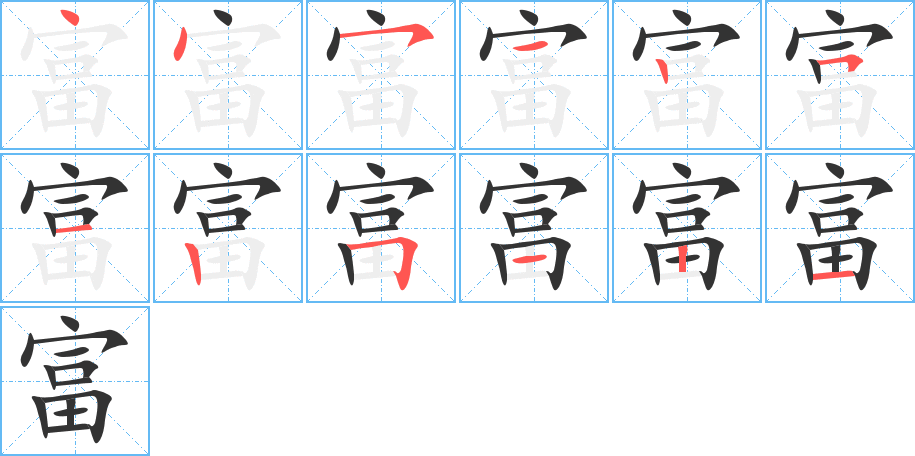 富字笔画写法