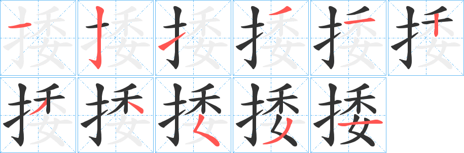 捼字笔画写法