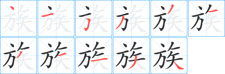 族字笔画写法