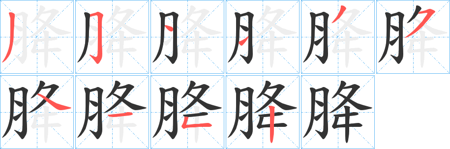 胮字笔画写法