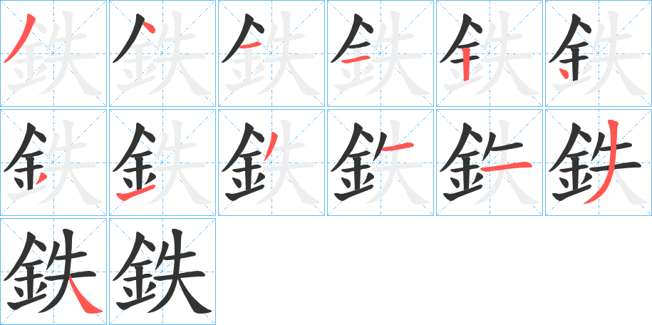 鉄字笔画写法