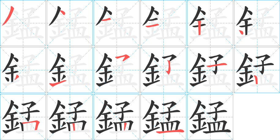 錳字笔画写法