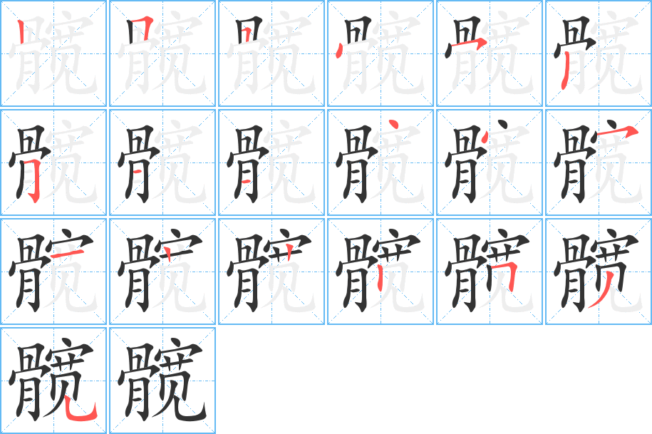 髋字笔画写法