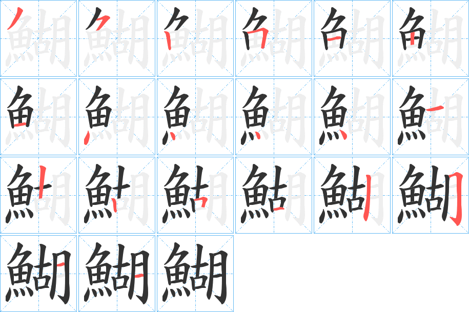 鰗字笔画写法