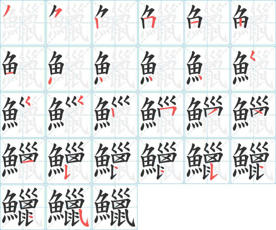 鱲字笔画写法